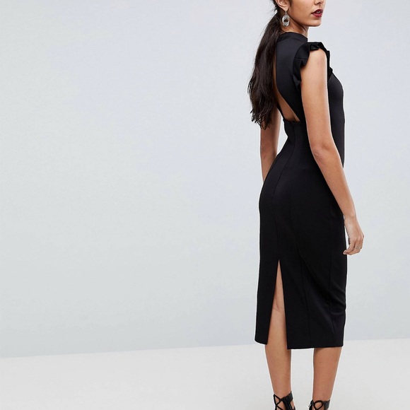 NWOT Tall midi high neck pencil dress with cut out back and shoulder detail - Picture 2 of 8